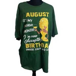 Fruit Of The Loom Women's Graphic T-shirt August Birthday Month Green Size 2XL‎